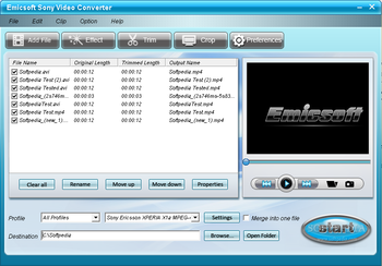 Emicsoft Sony Video Converter screenshot
