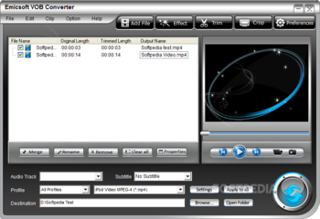 Emicsoft VOB Converter screenshot