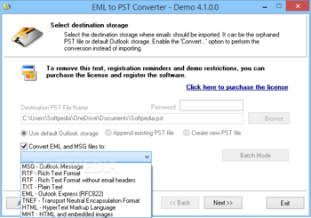 EML to PST Converter screenshot