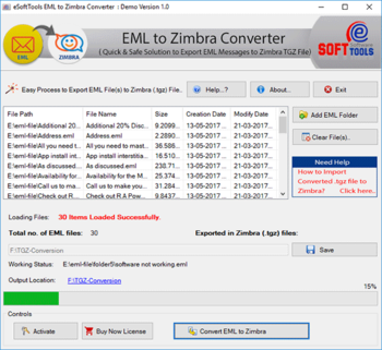 EML to Zimbra screenshot 2