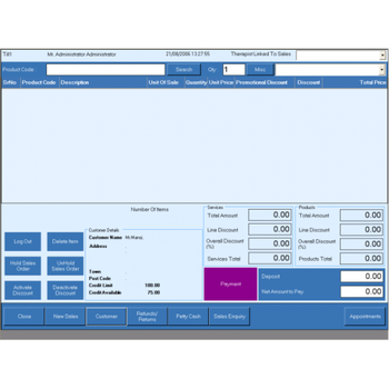 Emperium Beauty Salon EPOS Software screenshot