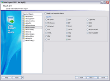 EMS Data Export for MySQL screenshot