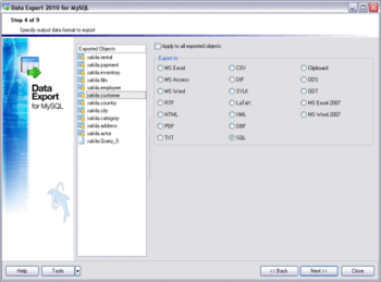 EMS Data Export for MySQL screenshot