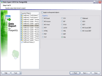 EMS Data Export for PostgreSQL screenshot