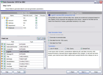 EMS Data Generator for DB2 screenshot