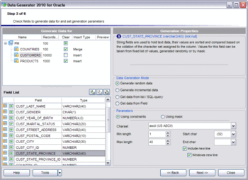 EMS Data Generator for Oracle screenshot