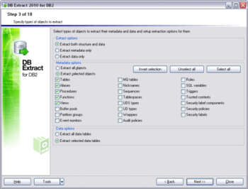 EMS DB Extract for DB2 screenshot