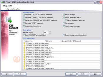 EMS DB Extract for InterBase/Firebird screenshot
