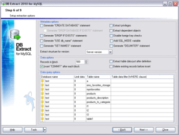 EMS DB Extract for MySQL screenshot