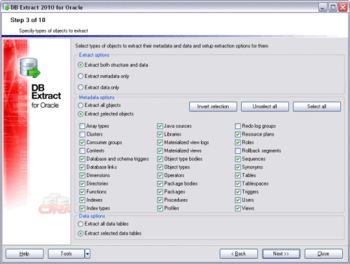 EMS DB Extract for Oracle screenshot