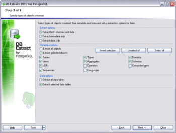 EMS DB Extract for PostgreSQL screenshot