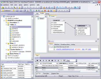 EMS SQL Query for InterBase/Firebird screenshot