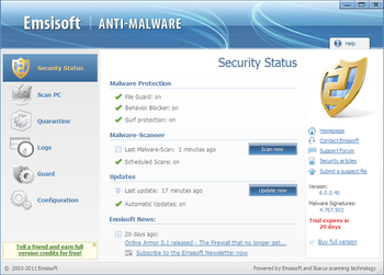 Emsisoft Anti-Malware screenshot