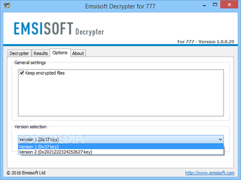 Emsisoft Decrypter for 777 screenshot 3
