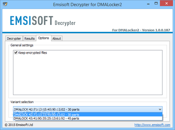 Emsisoft Decrypter for DMALocker2 screenshot 3