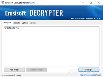 Emsisoft Decrypter for Harasom screenshot