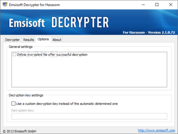 Emsisoft Decrypter for Harasom screenshot 3