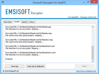 Emsisoft Decrypter for KeyBTC screenshot 2