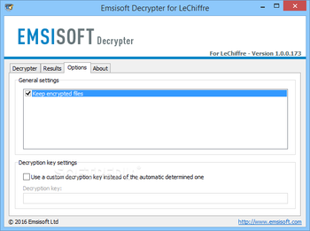 Emsisoft Decrypter for LeChiffre screenshot 3