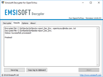 Emsisoft Decrypter for OpenToYou screenshot 2