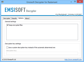 Emsisoft Decrypter for Radamant screenshot 3