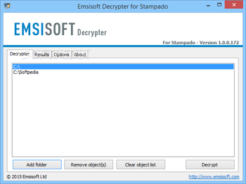 Emsisoft Decrypter for Stampado screenshot