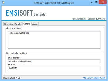 Emsisoft Decrypter for Stampado screenshot 3