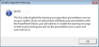 Enable / Disable Hyperlink Warning screenshot