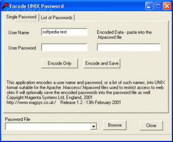 Encode UNIX Password screenshot
