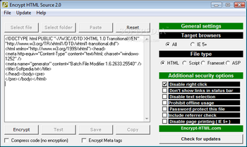 Encrypt HTML source screenshot