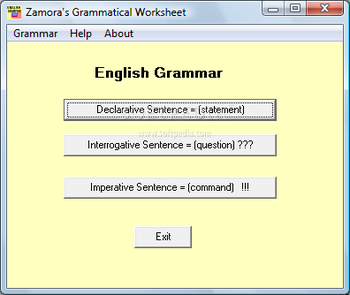 English Grammar Worksheet screenshot