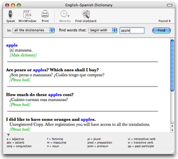 English-Spanish Dictionary for Mac screenshot 2