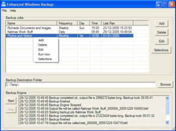 Enhanced Windows Backup screenshot