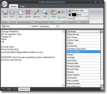 Enhilex Address Book Software screenshot 2