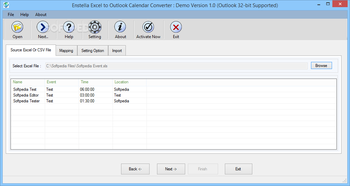 Enstella Excel to Outlook Calendar Converter screenshot