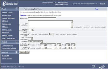 EPractize Labs Online Skill Assessment and Screening Software - Java/J2EE Designer or Architect - Beginner Test screenshot