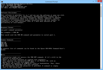 Epson Projector Serial Control Utility screenshot