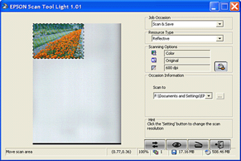 EPSON Stylus CX1500 Scan Tool Light screenshot