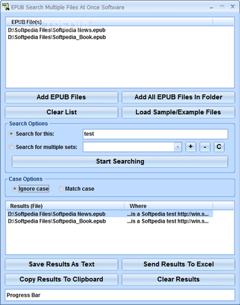 EPUB Search Multiple Files At Once Software screenshot