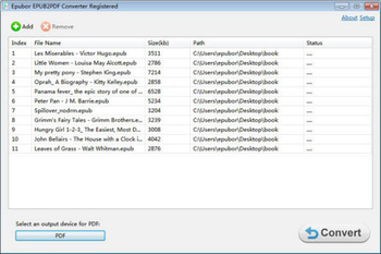 Epubor ePUB to PDF Converter screenshot