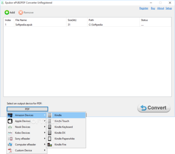 Epubor ePUB2PDF Converter screenshot