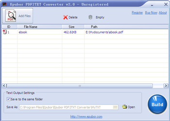 Epubor PDF2TXT Converter screenshot
