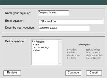 Equation Library screenshot