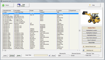 Equipment Maintenance Control screenshot