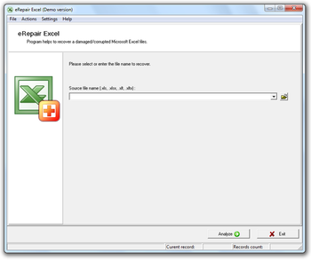 eRepair Excel screenshot