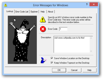 Error Messages for Windows screenshot