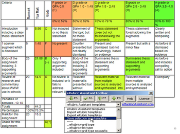 eRubric Assistant screenshot 2