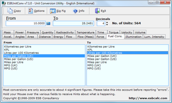 ESBUnitConv screenshot