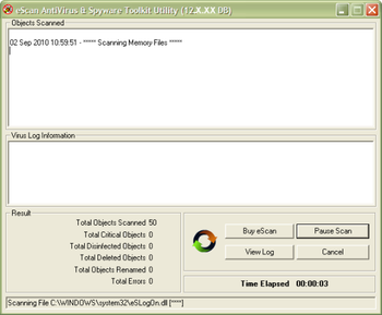 eScan Anti Virus and AntiSpyware Toolkit screenshot