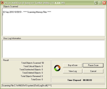 eScan Anti Virus and AntiSpyware Toolkit screenshot